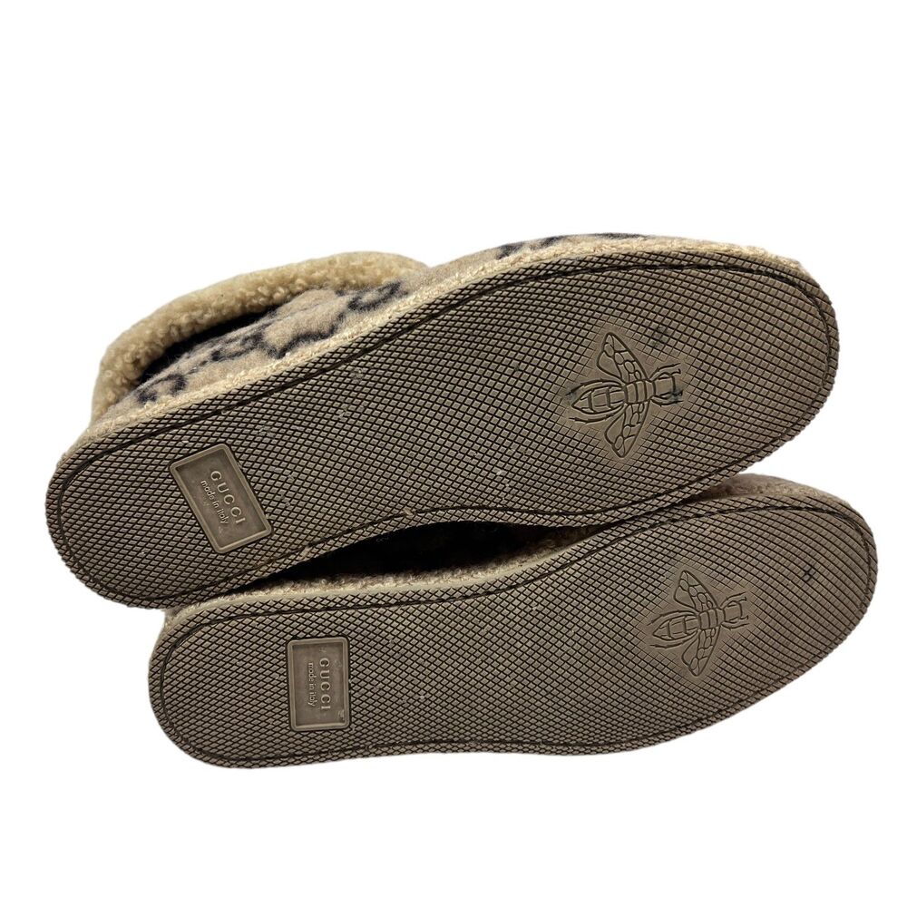 Gucci GG Monogram Wool Shearling Boots Beige Tan Women’s Size EUR 39.5 Horsebit - Picture 15 of 16